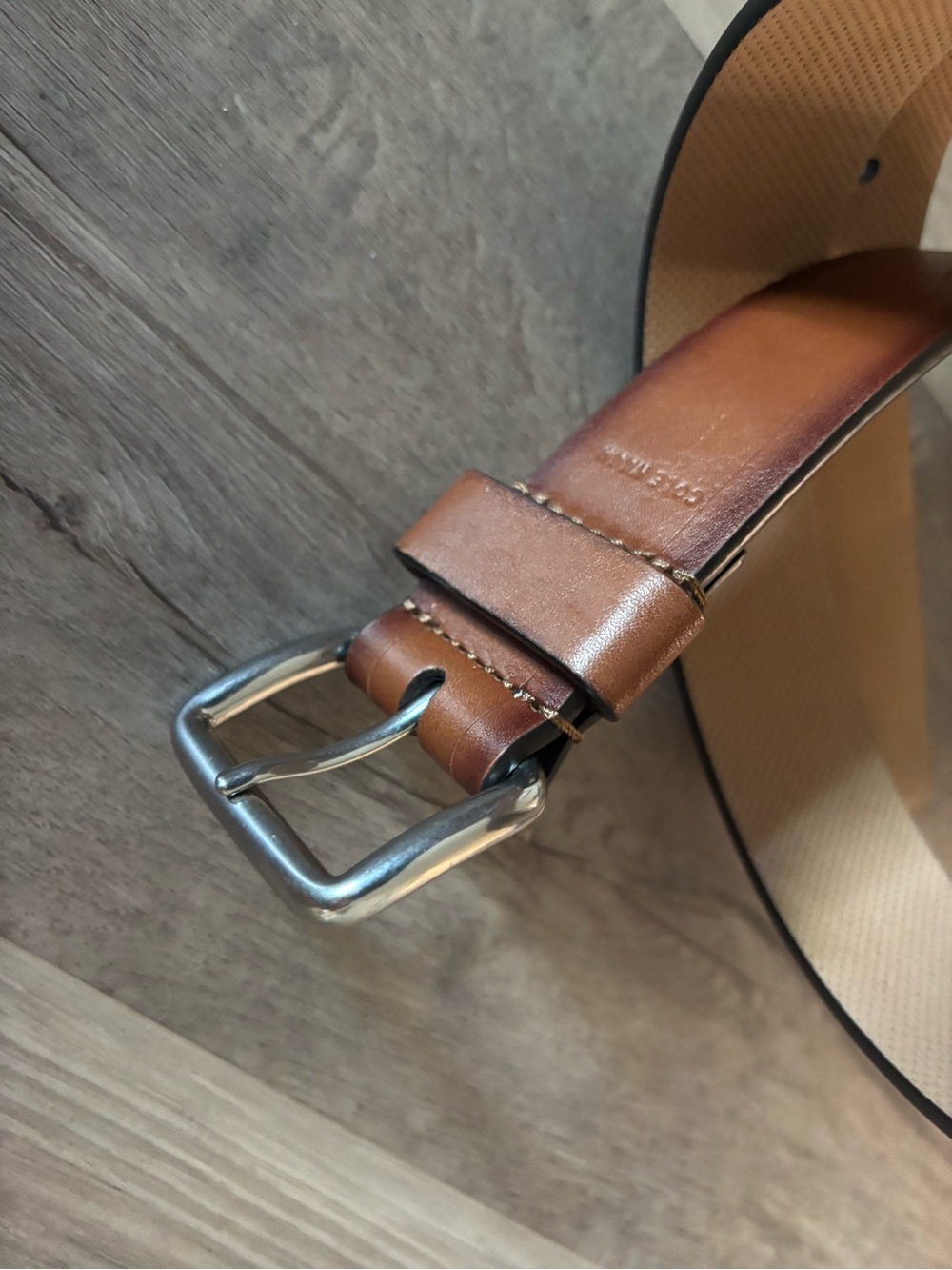 Cole Haan Tan Leather Belt with Silver Buckle